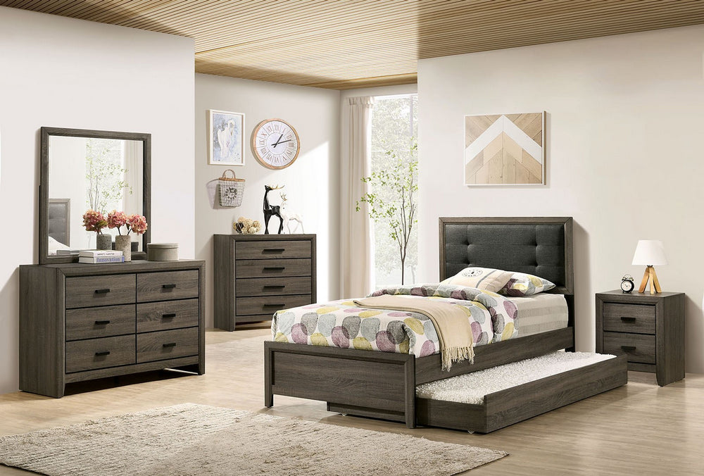 Roanne Gray Wood Full Bed with Trundle