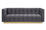 Roma Grey Velvet Button Tufted Sofa