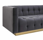 Roma Grey Velvet Button Tufted Sofa