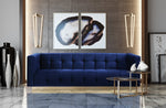 Roma Navy Velvet Button Tufted Sofa