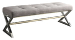 Rory Gray Fabric Upholstered Bench with Metal Base