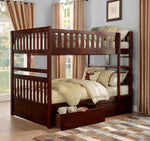 Rowe Dark Cherry Wood Full Bunk Bed with Storage