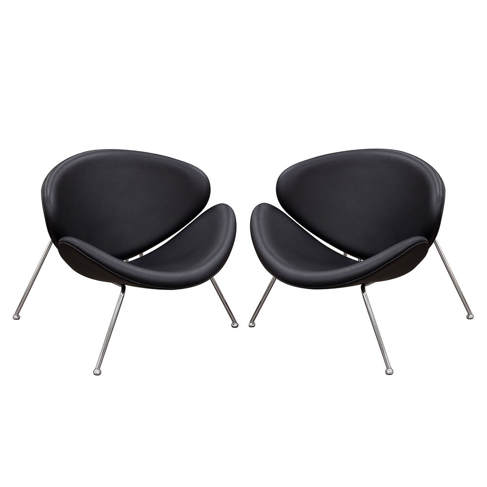 Roxy 2 Black Leatherette/Chrome Side Chairs