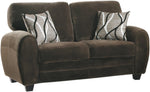 Rubin Chocolate Microfiber Loveseat with 2 Toss Pillows