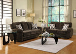 Rubin Chocolate Microfiber Loveseat with 2 Toss Pillows