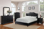 Runa Black Faux Leather Cal King Bed with Tufted Headboard