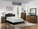 Runa Black Faux Leather Cal King Bed with Tufted Headboard