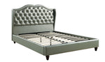 Runa Silver Faux Leather Queen Bed with Tufted Headboard