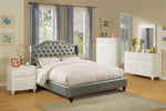 Runa Silver Faux Leather Queen Bed with Tufted Headboard