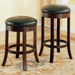 Ruperta 2 Walnut Counter Height Stools with Leatherette Seat