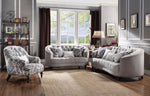 Saira Light Gray Fabric Button Tufted Sofa (Oversized)