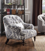 Saira Pattern Fabric Button Tufted Chair with Nailhead Trim