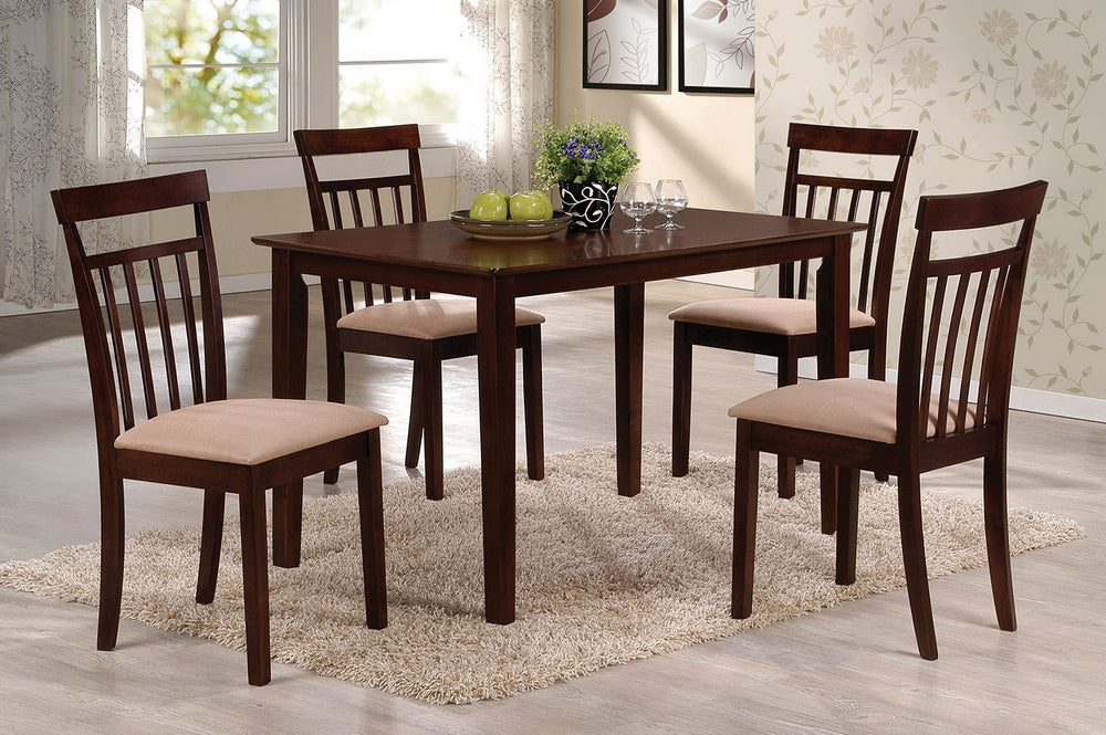 Samuel 5-Pc Espresso Wood/Beige Microfiber Dining Set