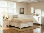 Sandy Beach White Wood Queen Sleigh Storage Bed