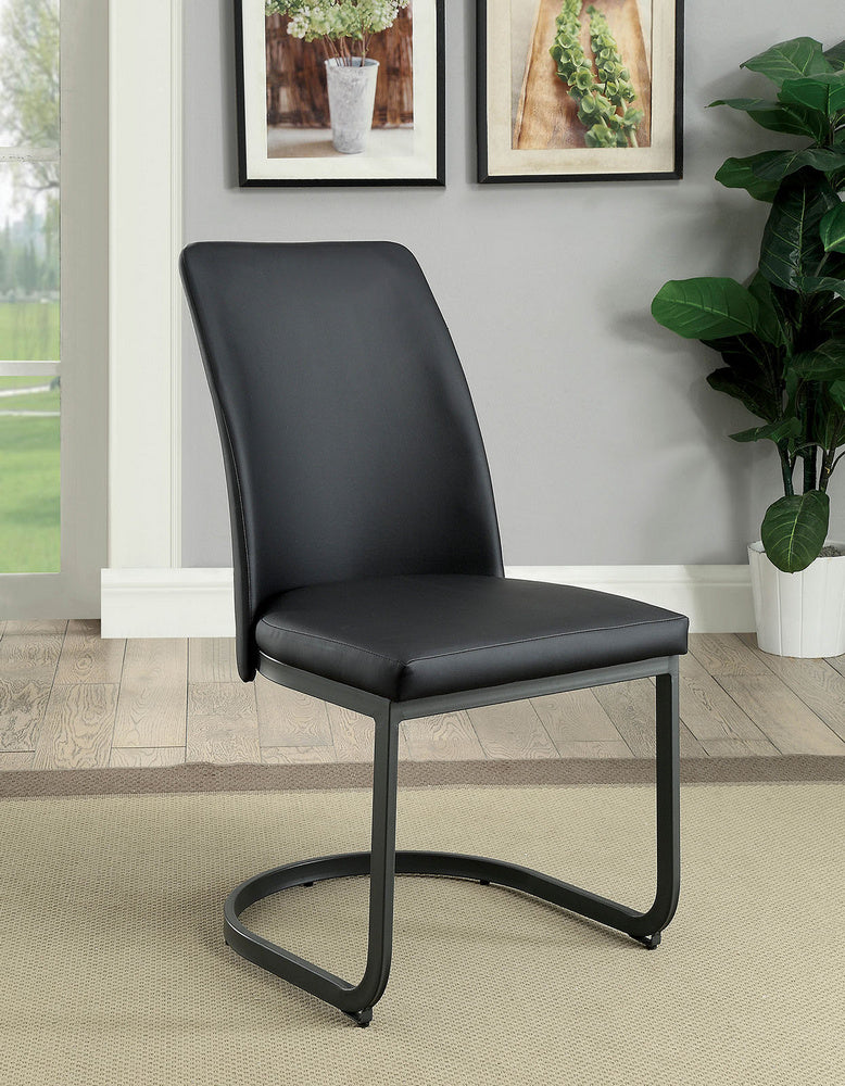 Saskia 2 Gray Leatherette/Metal Side Chairs