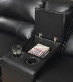 Saul Black Leather-Aire Power Recliner Sectional Sofa with USB