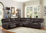 Saul Espresso Leather-Aire Power Recliner Sectional Sofa with USB