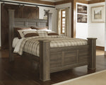 Juararo Dark Brown Wood Queen Poster Bed