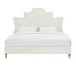 Serenity Cream Velvet Upholstery King Bed (Oversized)