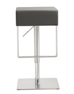 Seville Grey Vegan Leather/Steel Bar Stool