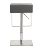 Seville Grey Vegan Leather/Steel Bar Stool