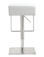 Seville White Vegan Leather/Steel Bar Stool