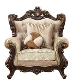 Shalisa Beige Patterned Fabric/Walnut Finish Chair