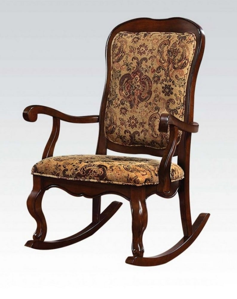 Sharan Cherry Wood/Fabric Rocking Chair