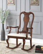 Sheim Beige Fabric/Cherry Wood Rocking Chair