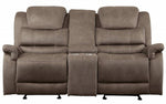 Shola Brown Fabric Power Recliner Loveseat w/Console