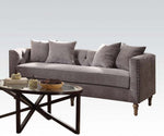 Sidonia 3-Pc Gray Velvet Sofa Set with Pillows