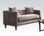 Sidonia 3-Pc Gray Velvet Sofa Set with Pillows