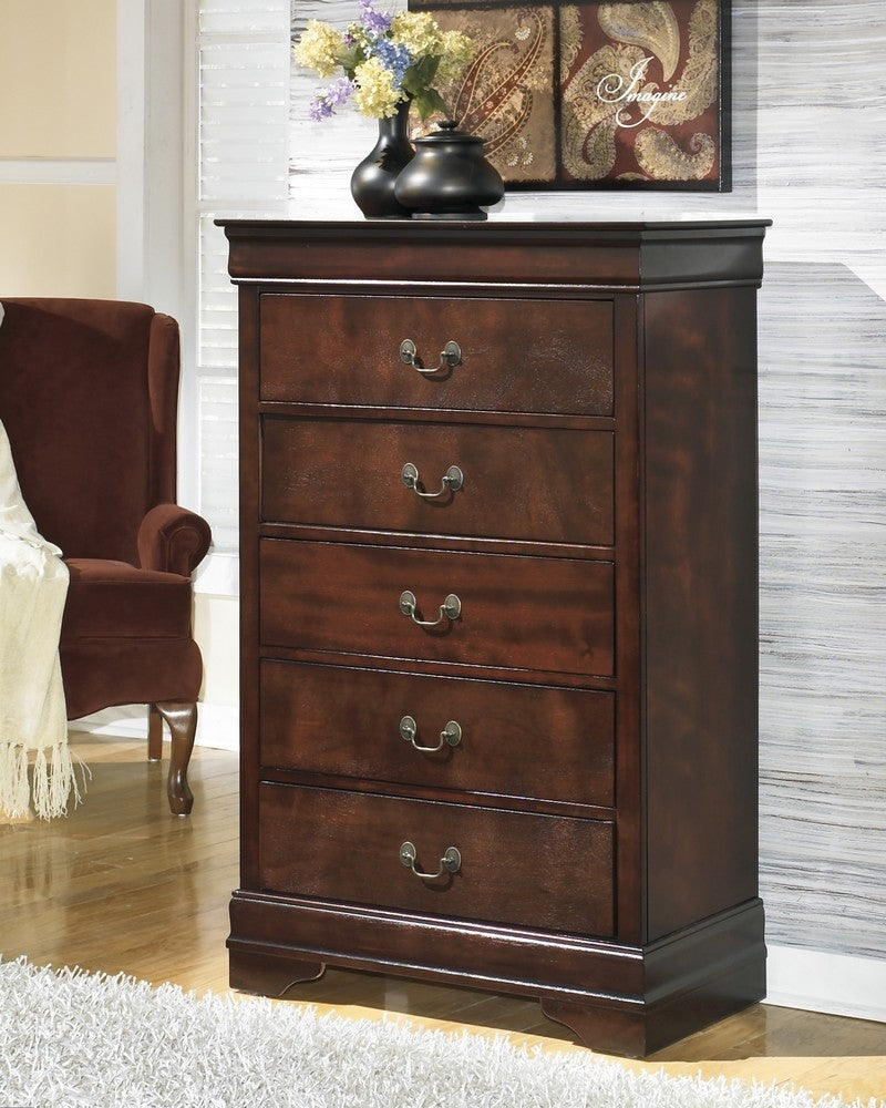 Alisdair Dark Brown Wood 5-Drawer Chest