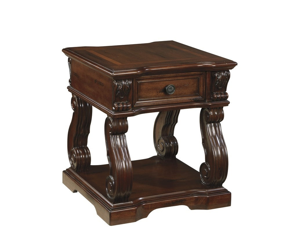 Alymere Rustic Brown Wood End Table