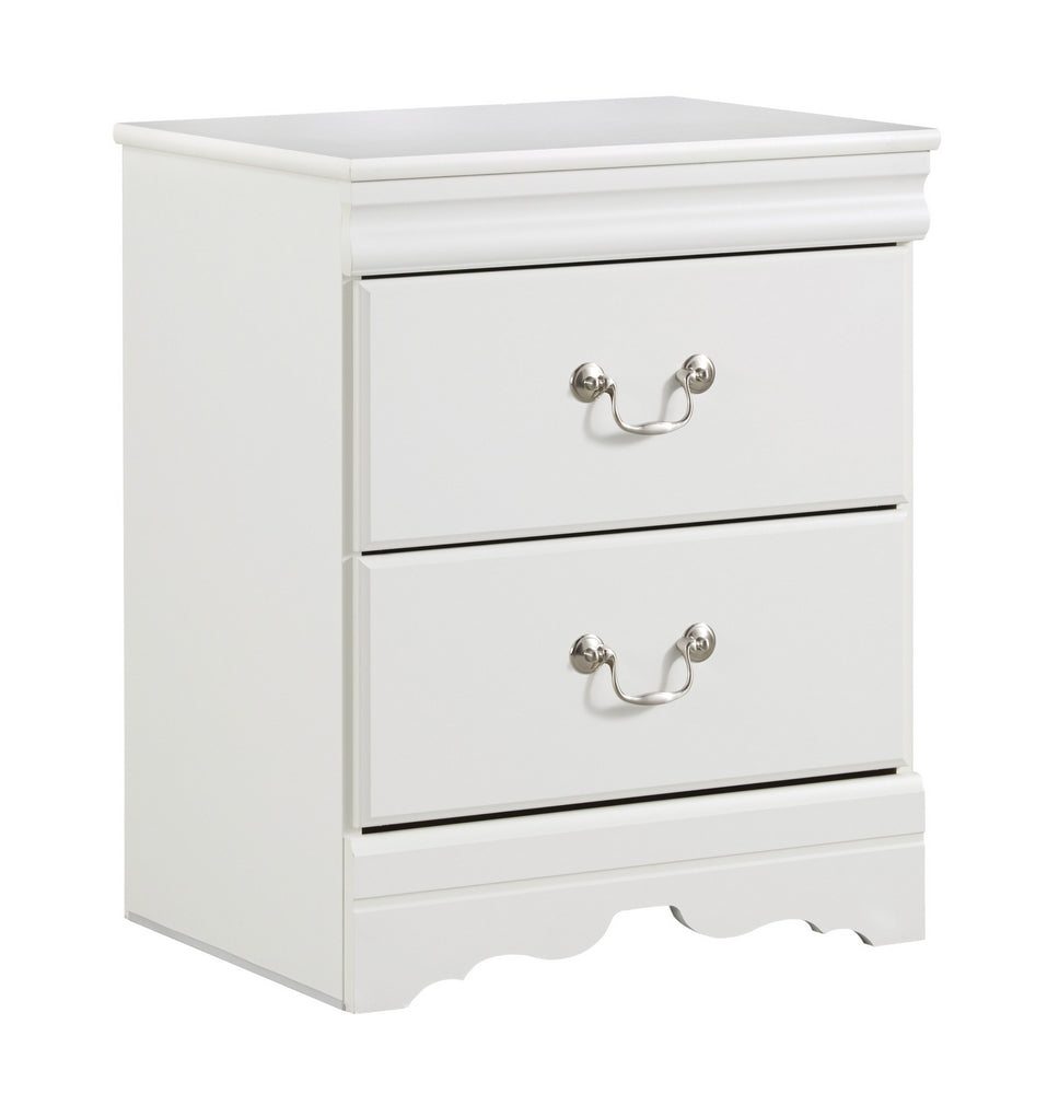 Anarasia White Wood 2-Drawer Nightstand