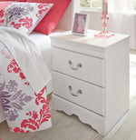 Anarasia White Wood 2-Drawer Nightstand