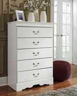 Anarasia White Wood 5-Drawer Chest