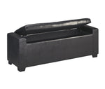 Aristide Black Faux Leather Storage Bench