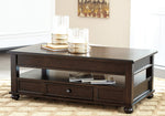 Barilanni Dark Brown Wood Lift-Top Coffee Table