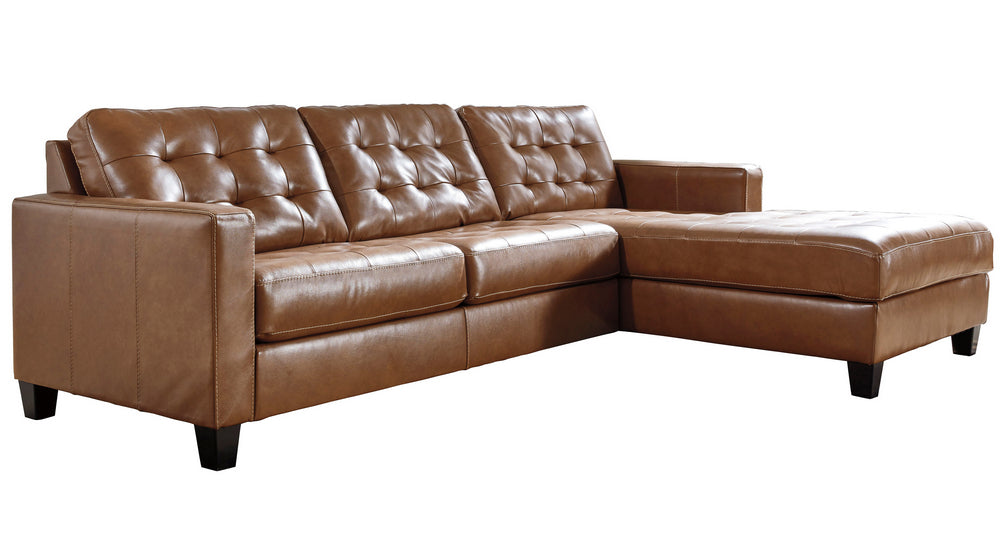 Baskove 2-Pc Auburn Leather RAF Sectional