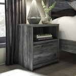 Baystorm Gray Wood 1-Drawer Nightstand