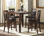 Bennox 5-Pc Brown Wood/Faux Leather Counter Height Table Set