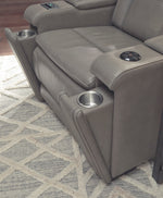 Boerna Gray Leather Power Recliner