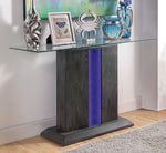 Rhyl Gray Glass/Wood Sofa Table with LED