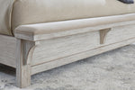 Brashland White Wood Queen Panel Bed with Cantilevered Bench