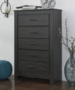 Brinxton Black Wood 5-Drawer Chest