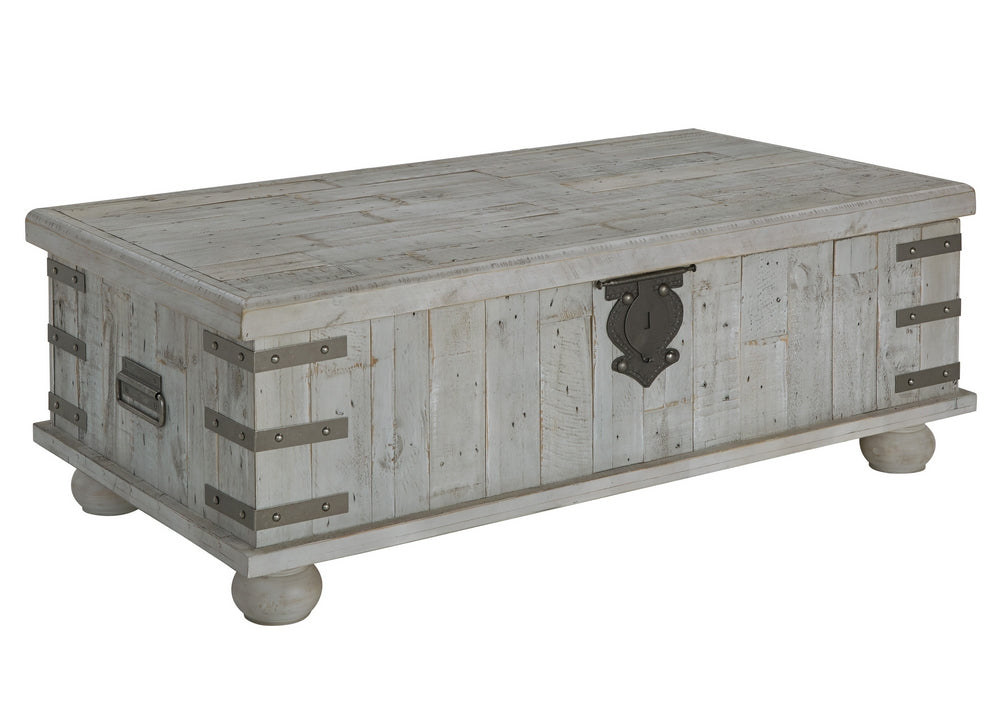 Carynhurst White Wash Gray Lift-Top Coffee Table