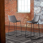 Centiar 2 Gray Faux Leather Tall Bar Stools