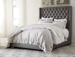 Coralayne Gray Faux Leather Queen Bed