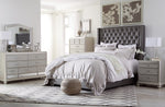 Coralayne Gray Faux Leather Queen Bed